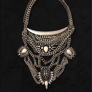 Silver Aztec Statement Costume Necklace